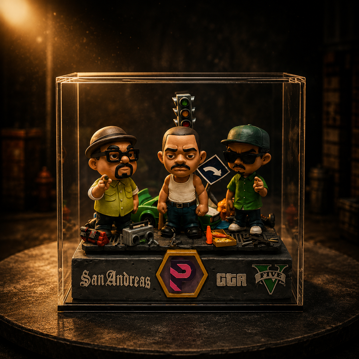 GTA San Andreas Trio – Premium Collectible Action Figure | فیگور اکشن سه شخصیت GTA سن‌آندریاس